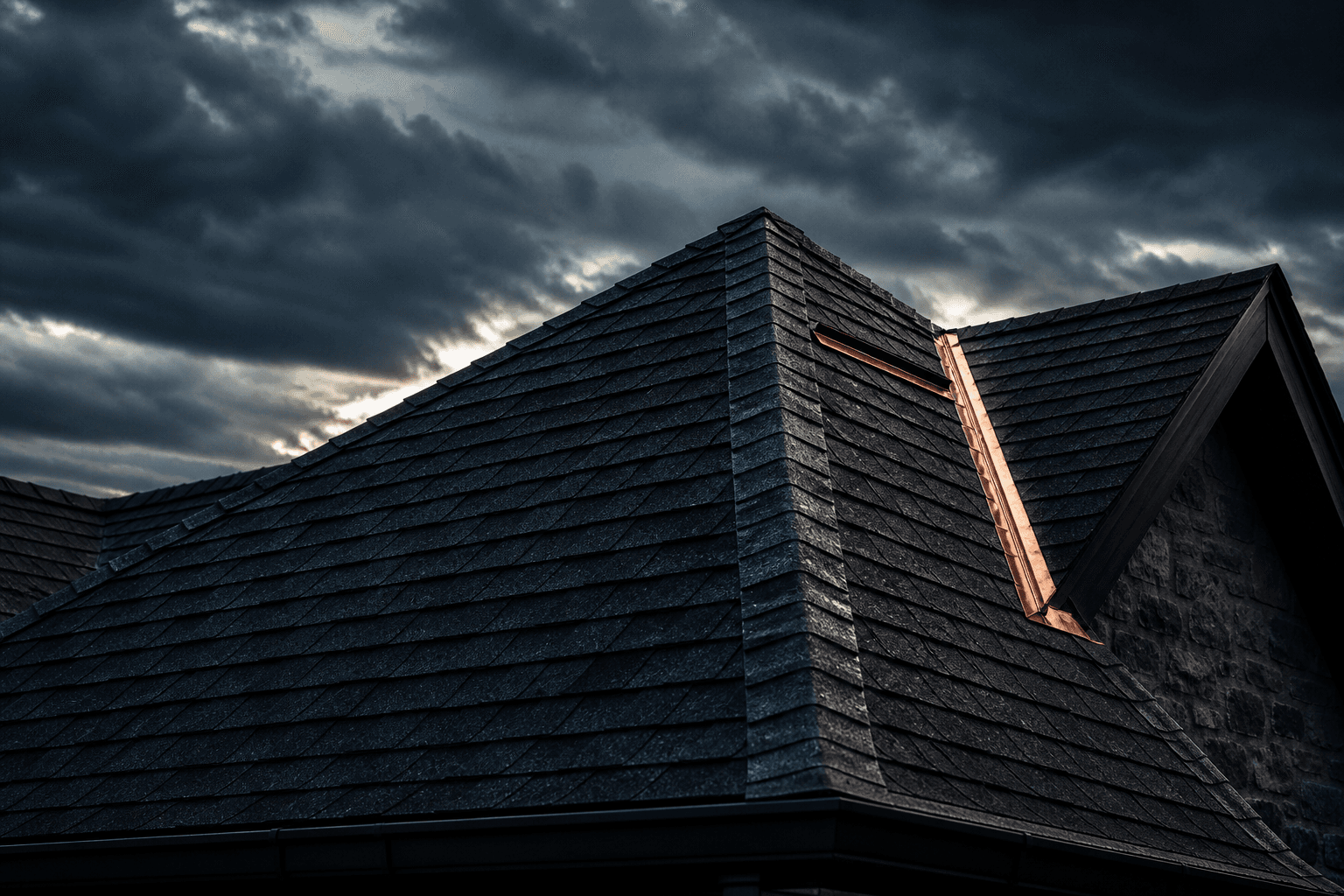 Strong geometric roof line silhouette